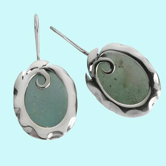 Sterling Silver earrings Israeli roman glass jewelry / israelische schmuck - Bluenoemi