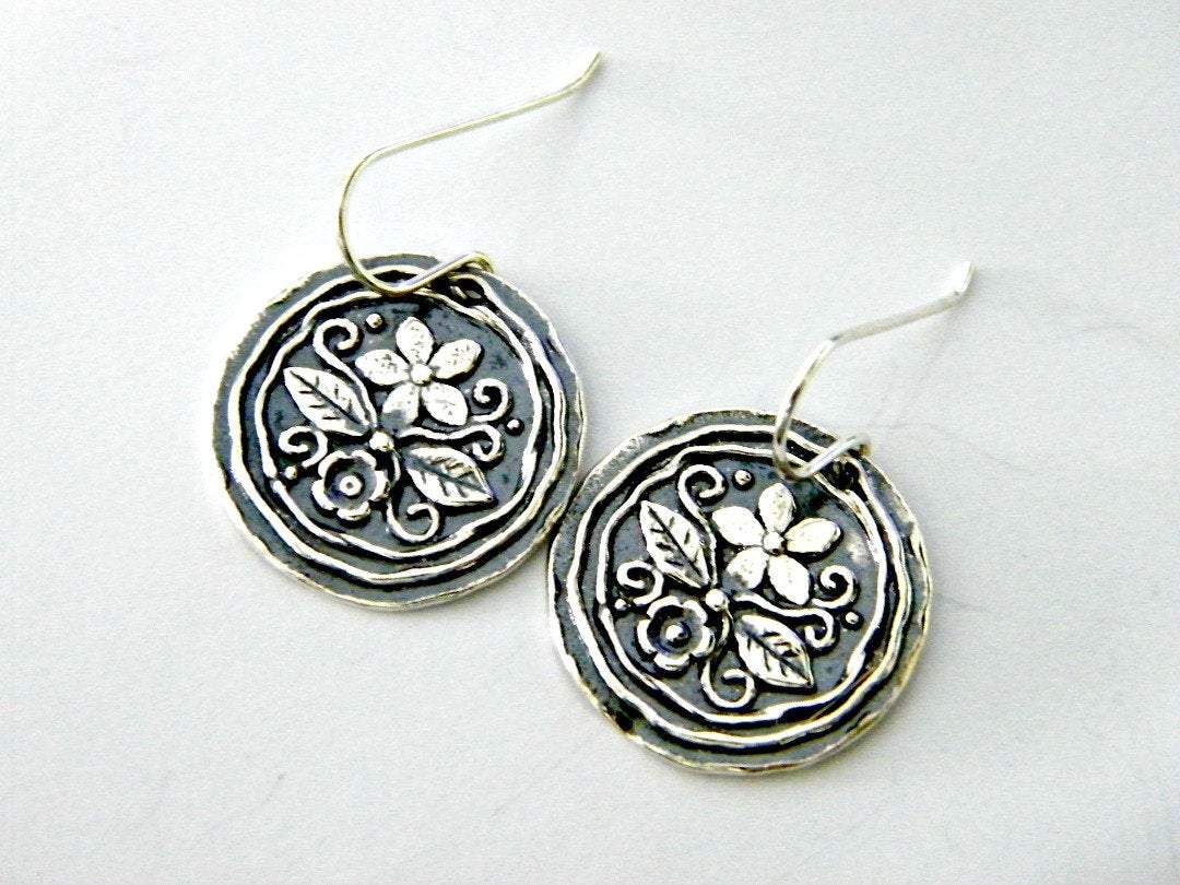 Sterling Silver Flowers Earrings for Woman, sterling silver jewelry , dangling earrings - Bluenoemi