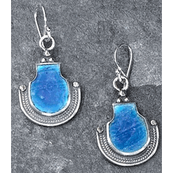 Roman glass earrings traditional yemenite - Bluenoemi