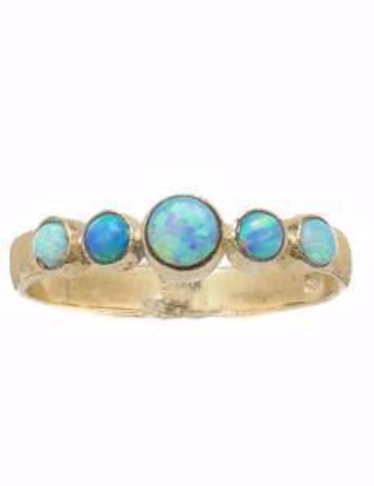 Blue Opals Ring silver gold 9 carats for woman - Bluenoemi