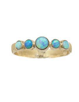 Blue Opals Ring silver gold 9 carats for woman - Bluenoemi