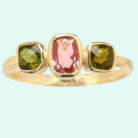 Gold jewelry from Israel ring gold 9 carats set with tourmalines | ring for woman - Bluenoemi