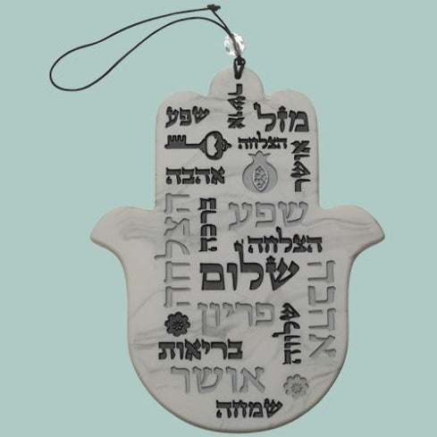 Hamsa for home with many blessings . Unique Ceramic Home Blessing Israeli Jewish Gift - Bluenoemi