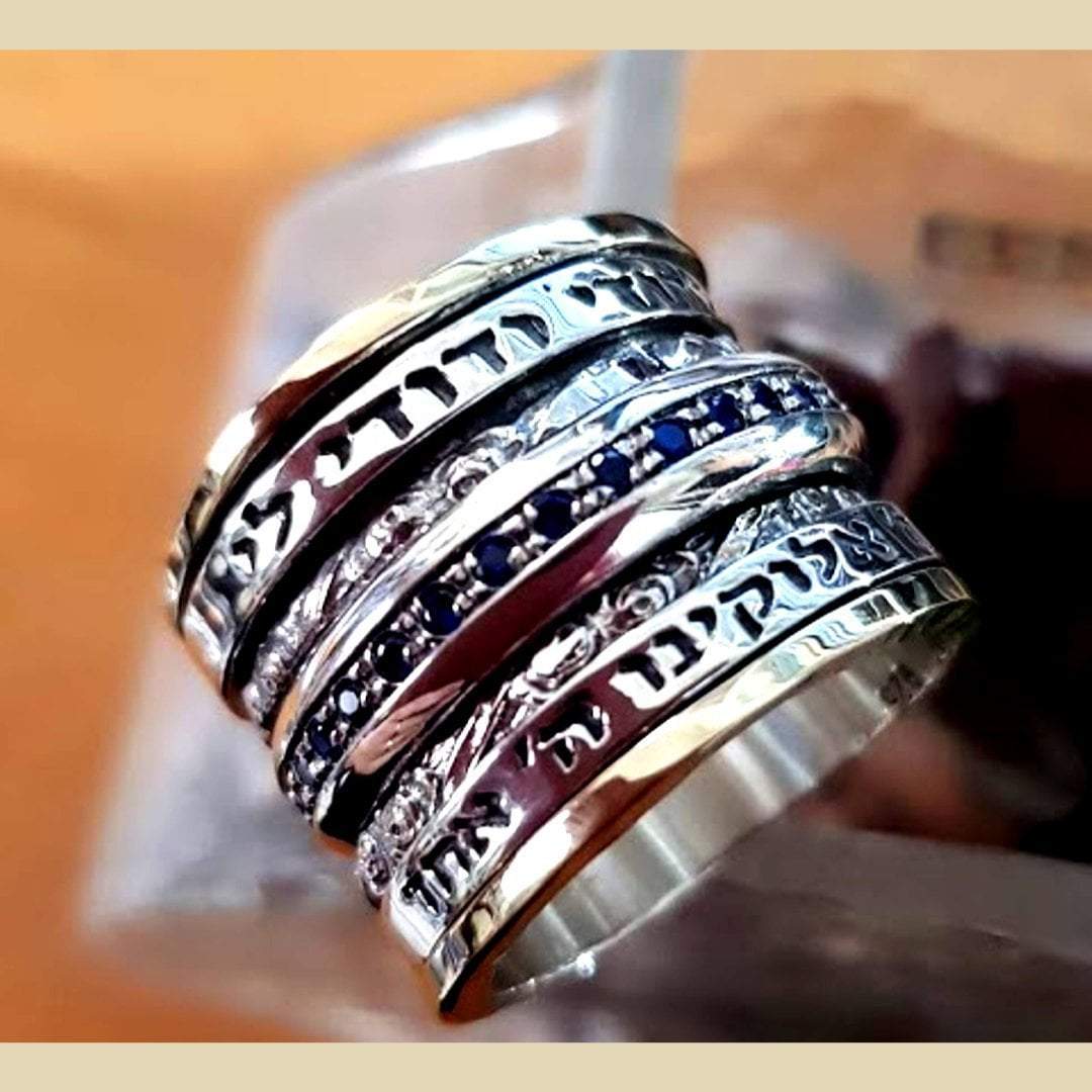 Spinner Ring for Woman Inspirational Blessing Prayer & Poesie silver and gold ring - Bluenoemi