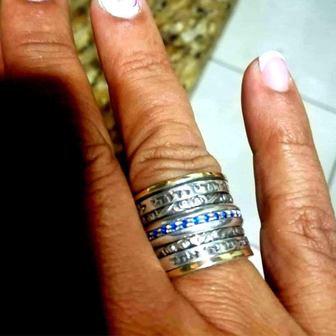 Spinner Ring for Woman Inspirational Blessing Prayer & Poesie silver and gold ring - Bluenoemi