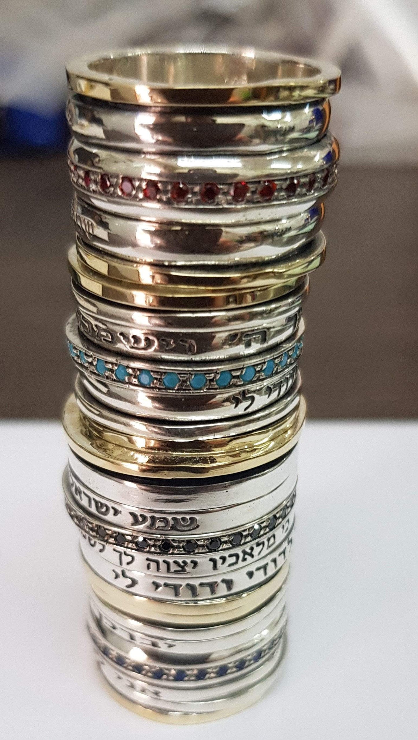 Spinner Ring for Woman Inspirational Blessing Prayer & Poesie silver and gold ring - Bluenoemi