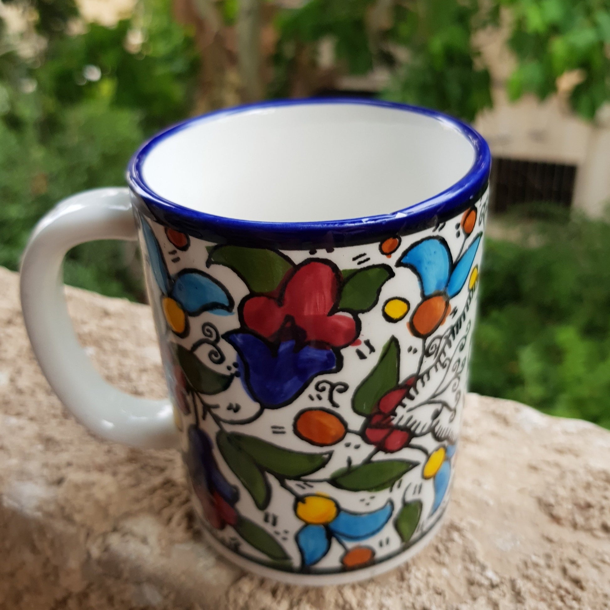 Bluenoemi Armenian Ceramic Israel Gifts Flowers Mug - Bluenoemi