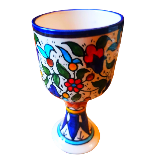 Bluenoemi Armenian Ceramics Kiddush Cup Israel Gifts for Jewish Table - Bluenoemi