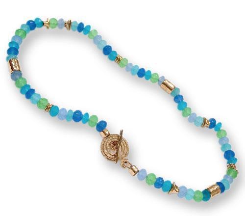 Goldfilled Necklace with Ocean Quartz stones. - Bluenoemi