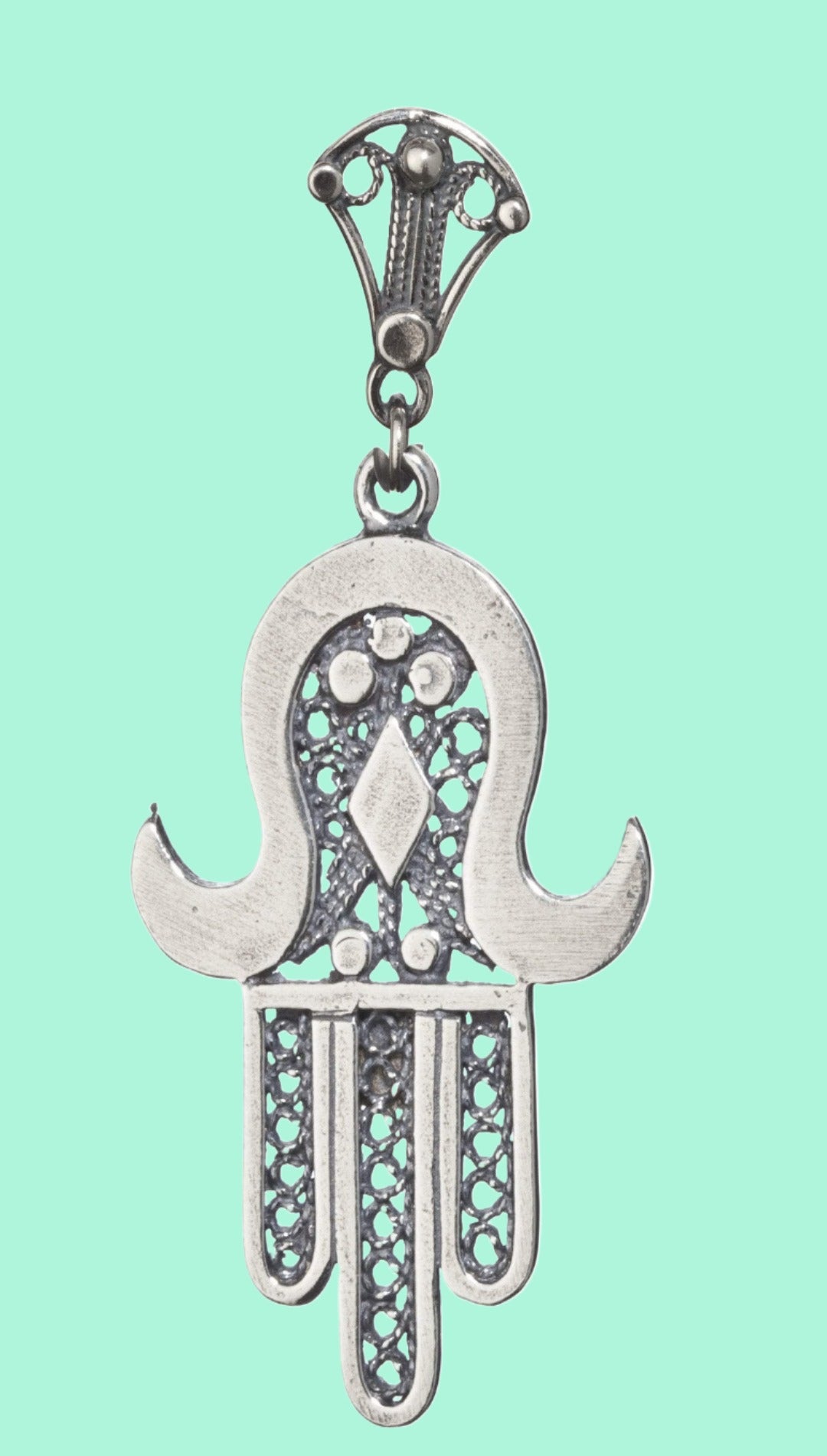 Silver Hamsa pendant sterling silver 925 ethnic jewelry - Bluenoemi