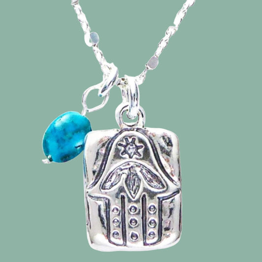 Silver Hamsa pendant sterling silver 925 Jewish Jewelry - Bluenoemi