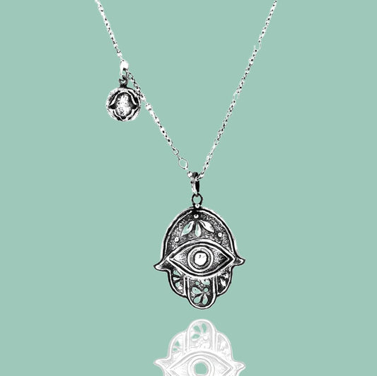 Stylish Sterling Silver Hamsa pendant sterling silver 925 Jewish Jewelry - Bluenoemi