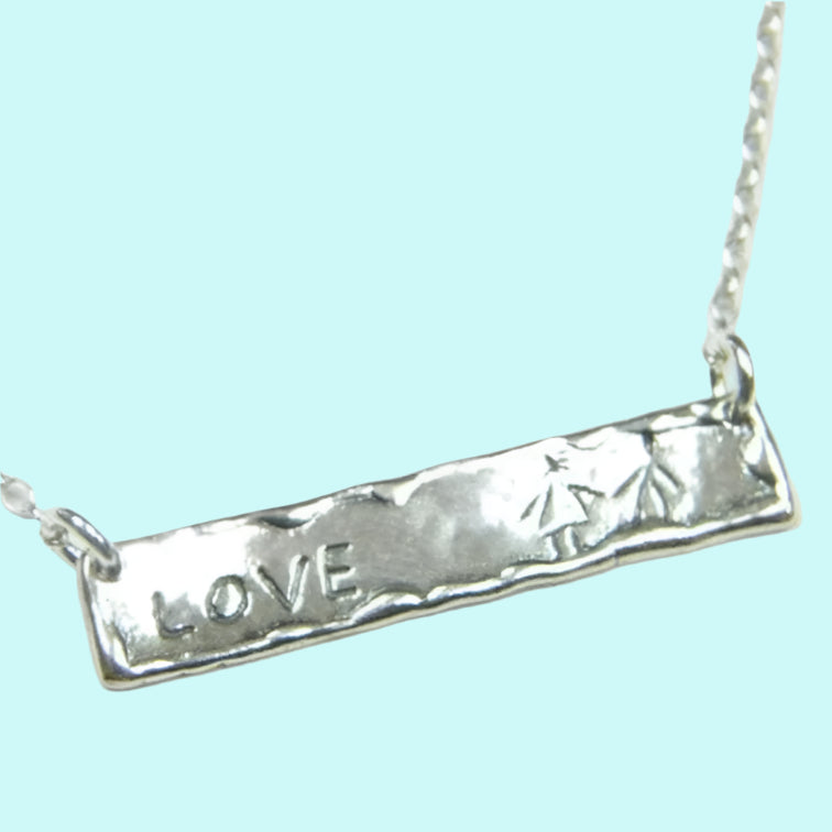 Silver necklace for woman engraved necklace "love" - Bluenoemi