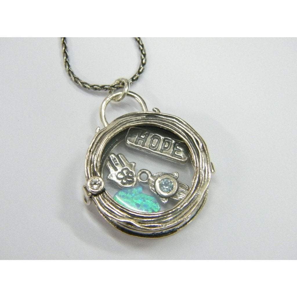 Sterling Silver necklace Hope message gift for Mom gift for beloved Hamsas - Bluenoemi