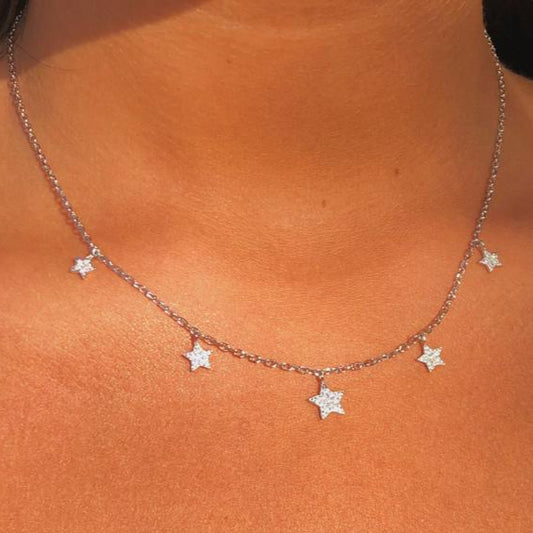 Necklace for woman Sterling Silver / Stars CZ zircons on silver - Bluenoemi