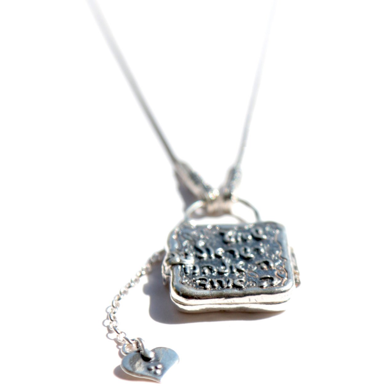 Bluenoemi Jewelry Necklaces 45cm / silver Sterling Silver necklace locket engraved with Shma Israel Prayer with a charm heart adorable jewelry