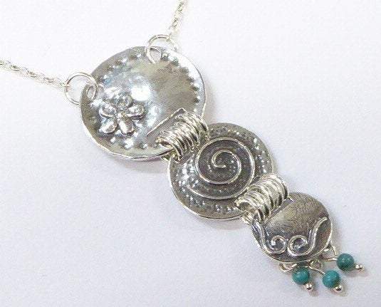 Bluenoemi Sterling Silver Necklace for Woman pendant with turquoises stones - Bluenoemi