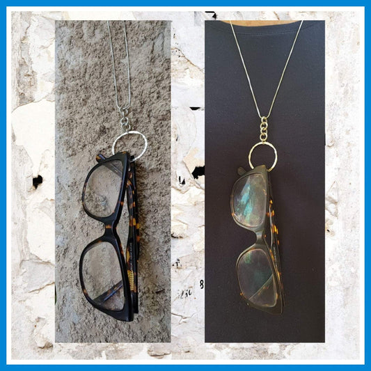 boho-chic designer sterling silver necklace for carrying your glasses. Unisex. Valentine gift - Bluenoemi