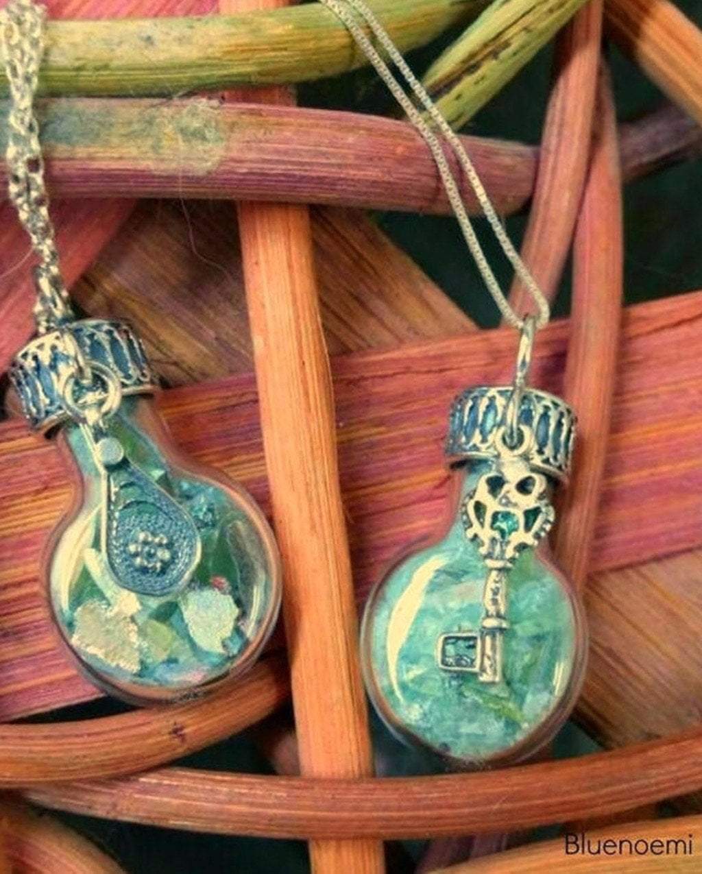 Roman Glass Necklaces Sterling Silver Roman Glass in a Bottle Necklace - Bluenoemi