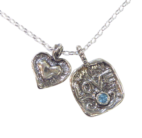 Inspirational Jewelry, Sterling Silver necklace, love necklace, Blue topaz zircon necklace, Gift of love for her - Bluenoemi