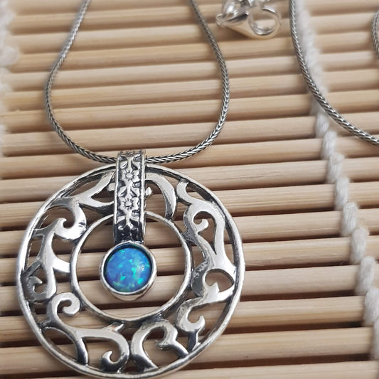 Israeli jewelry designer in silver necklace for women set with an opal / amethyst / garnet - Bluenoemi