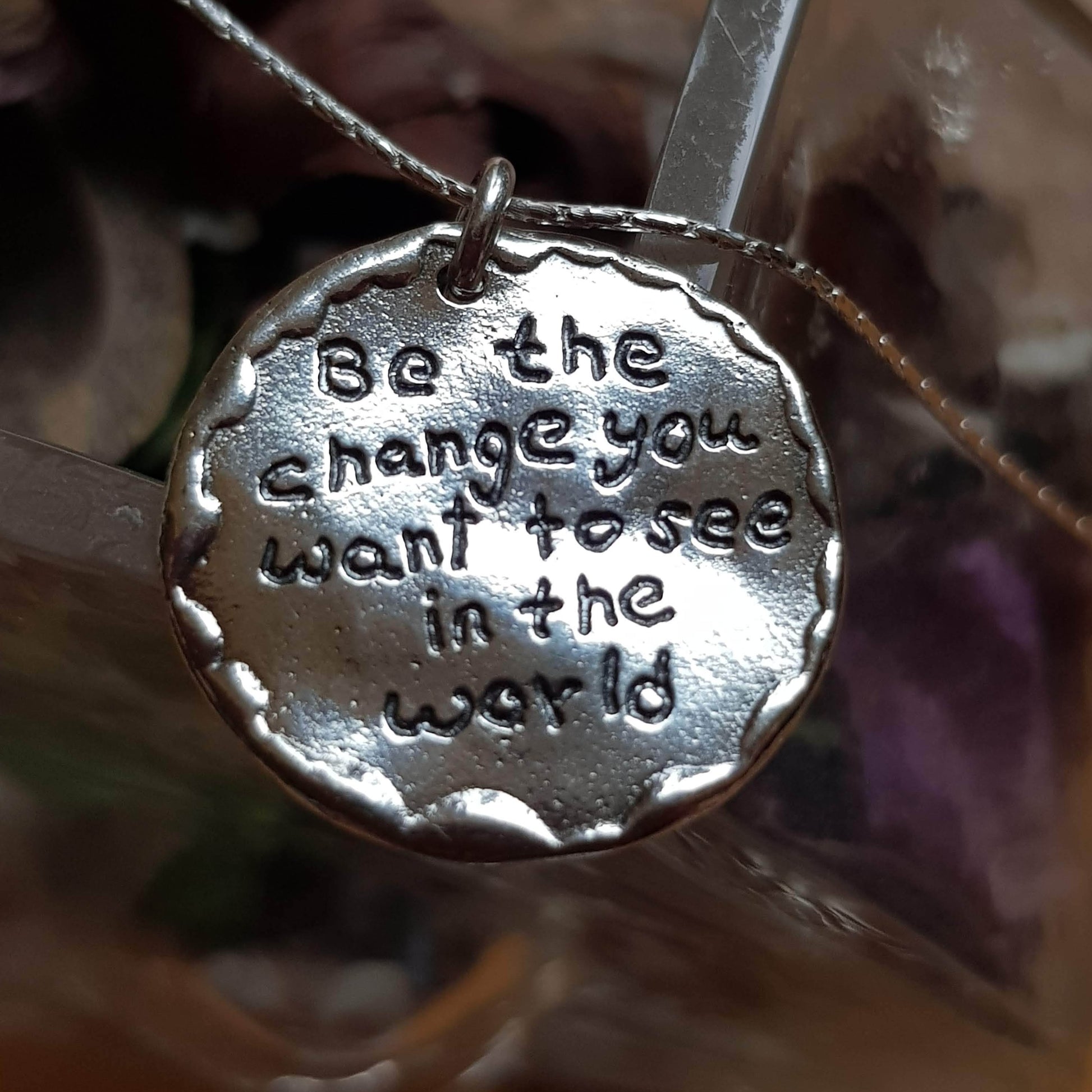 Sterling Silver Necklace for woman "Be the change you want to see in the world" - Bluenoemi