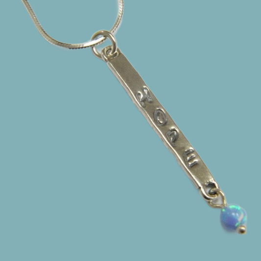 Sterling Silver necklace Hope message. Elegant gift for woman with a dangling opal - Bluenoemi