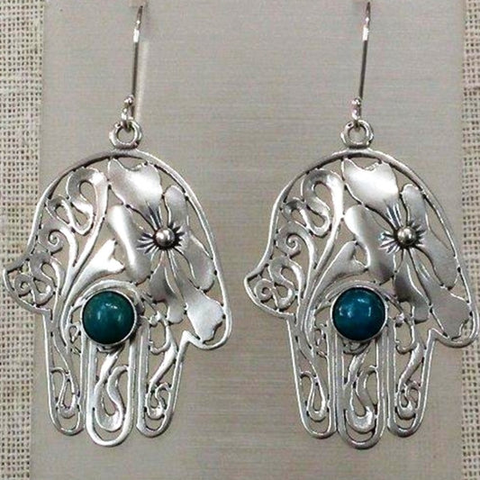 Jewelry shop Israeli jewelry sterling silver hamsa Eilat Earrings - Bluenoemi