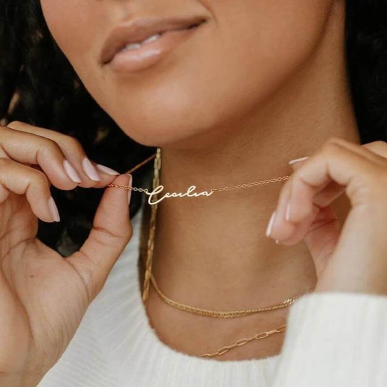 Name Necklace. Personalized gold name necklace / 925 Sterling Silver / Goldfilled - Bluenoemi