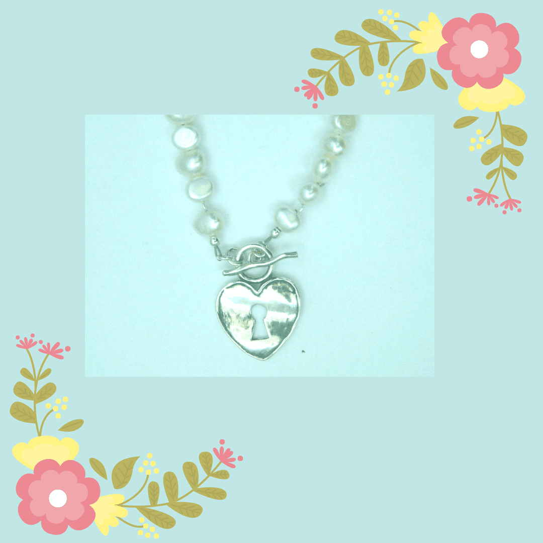 Pearls on sterling silver Heart necklace - Bluenoemi