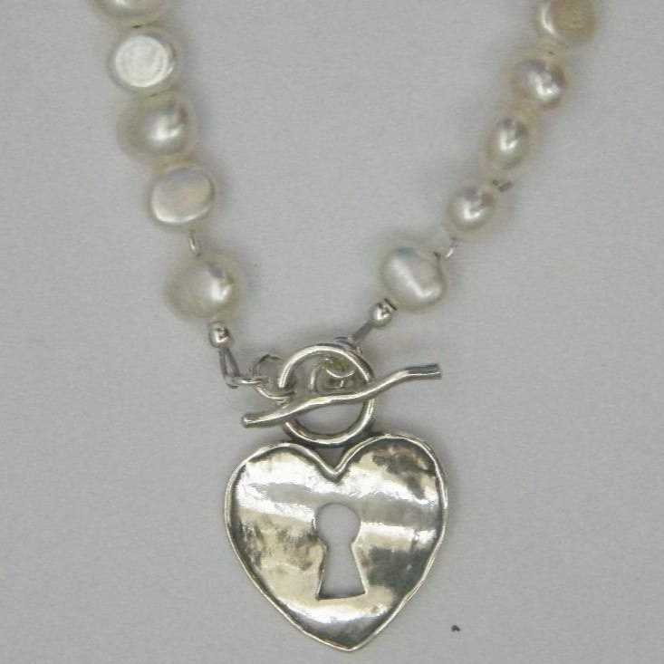 Pearls on sterling silver Heart necklace - Bluenoemi