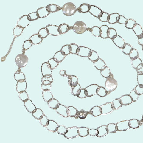 Pearls on sterling silver necklace - Bluenoemi