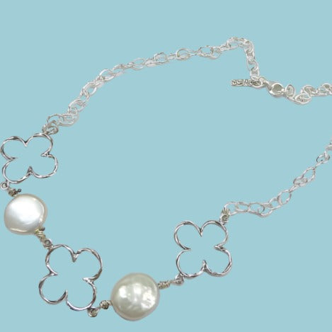 Pearls on sterling silver necklace - Bluenoemi