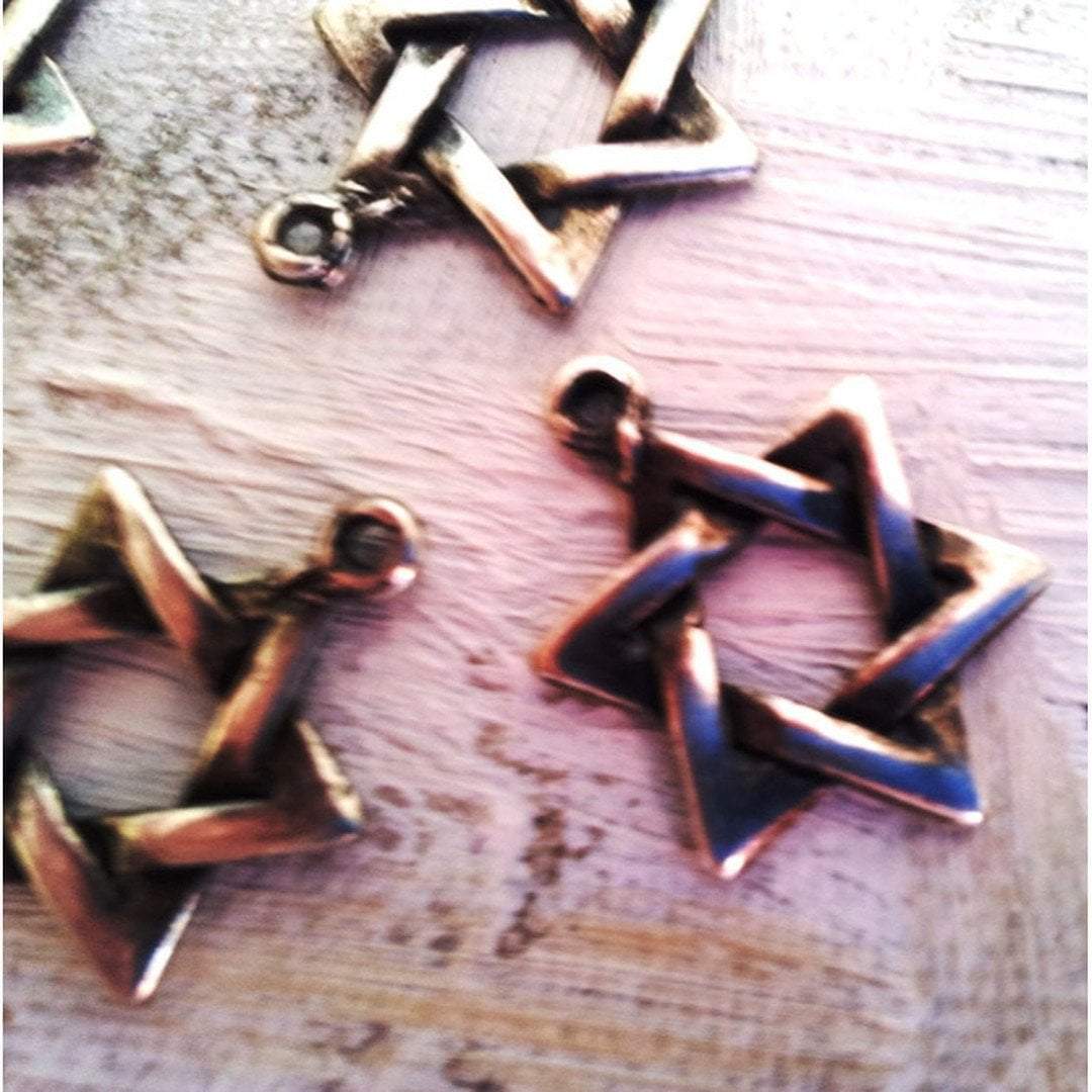 Star of David charms lot 10 Israeli charms for making jewelry antique silver plated - Bluenoemi