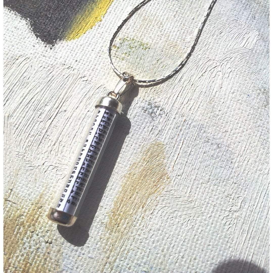 Sterling silver mezuzah necklace with scroll pendant on a silver chain - Bluenoemi