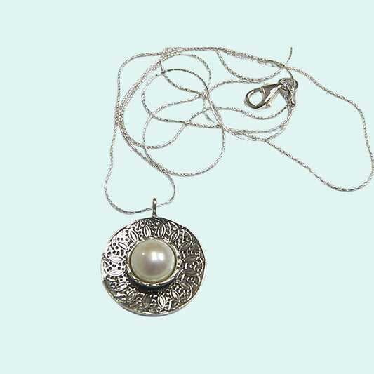 Sterling Silver necklace , necklace with pearl, gift for mom , Bohemian jewelry, Bluenoemi jewelry - Bluenoemi