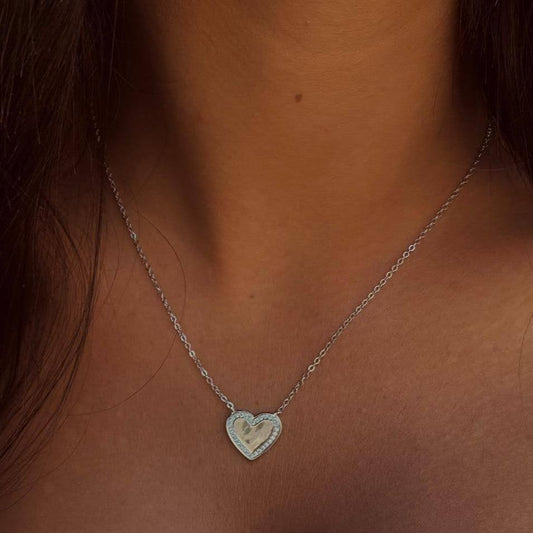 Heart Pendant Necklace. Sterling silver necklace for woman. Silver Israeli jewelry. - Bluenoemi