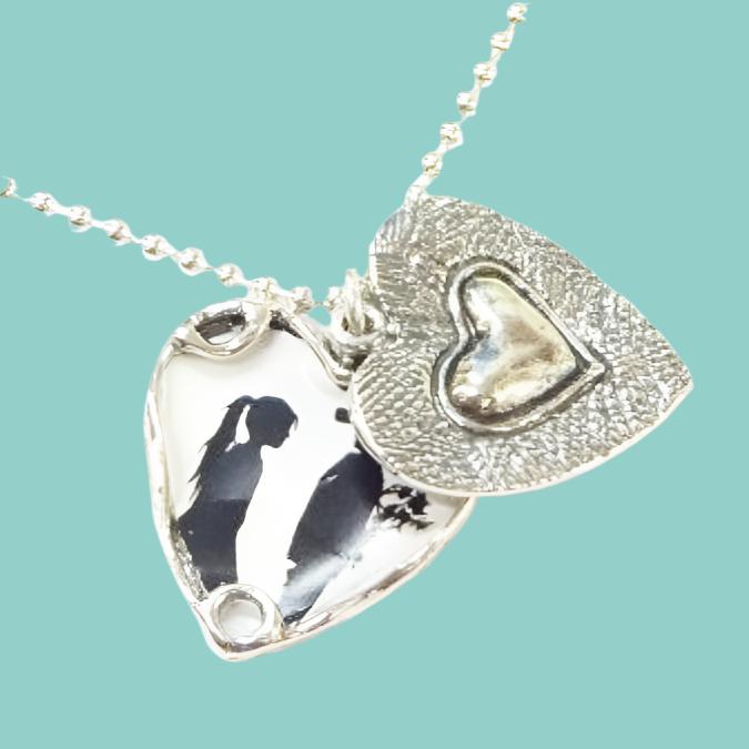 Locket heart necklace pendant sterling silver love necklace for woman - Bluenoemi