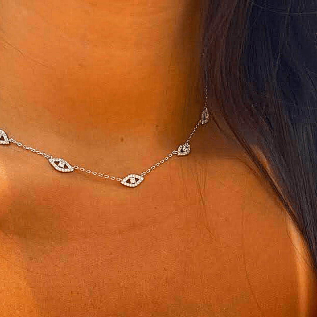 Sterling silver eyes necklace for woman. Silver Jewelry delicate unique jewelry. - Bluenoemi