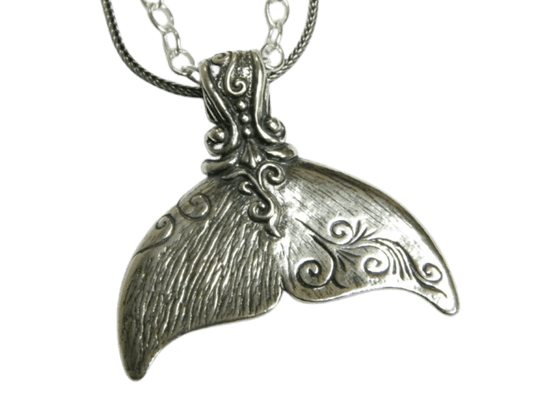 Sterling Silver Necklace for men, necklaces for woman. Whale tail Necklace. - Bluenoemi