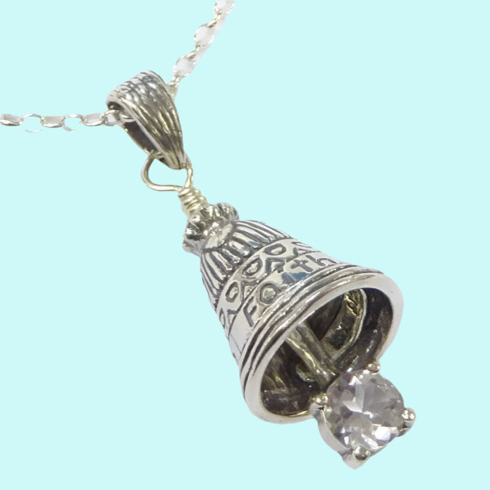 Silver bell necklace Faith message