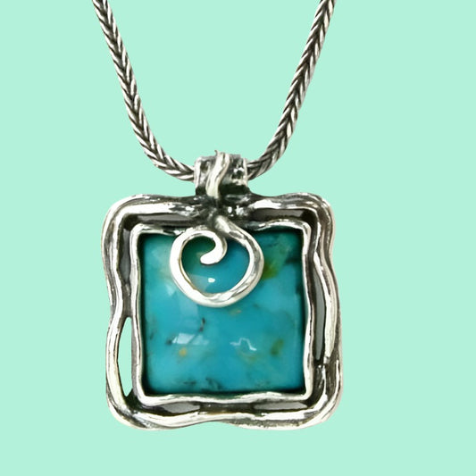 Sterling Silver necklace gift for her with Turquoise - Bluenoemi