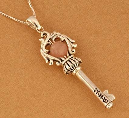 Sterling silver necklace key pendant Key Soul for good wishes - Bluenoemi