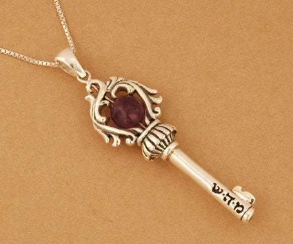 Sterling silver necklace key pendant Key Soul for good wishes - Bluenoemi