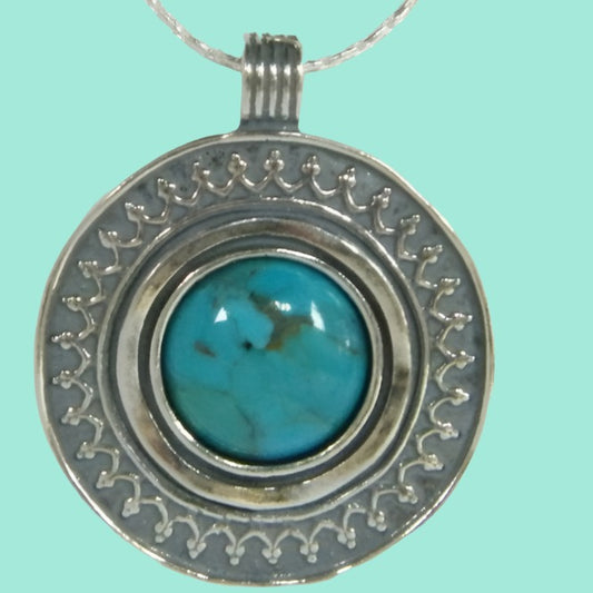 Sterling Silver Necklace set with Turquoise / Gemstones Israeli Necklace for woman. - Bluenoemi