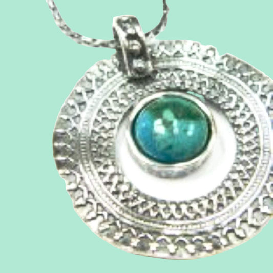 Sterling Silver necklace with Turquoise. Necklace for woman. - Bluenoemi