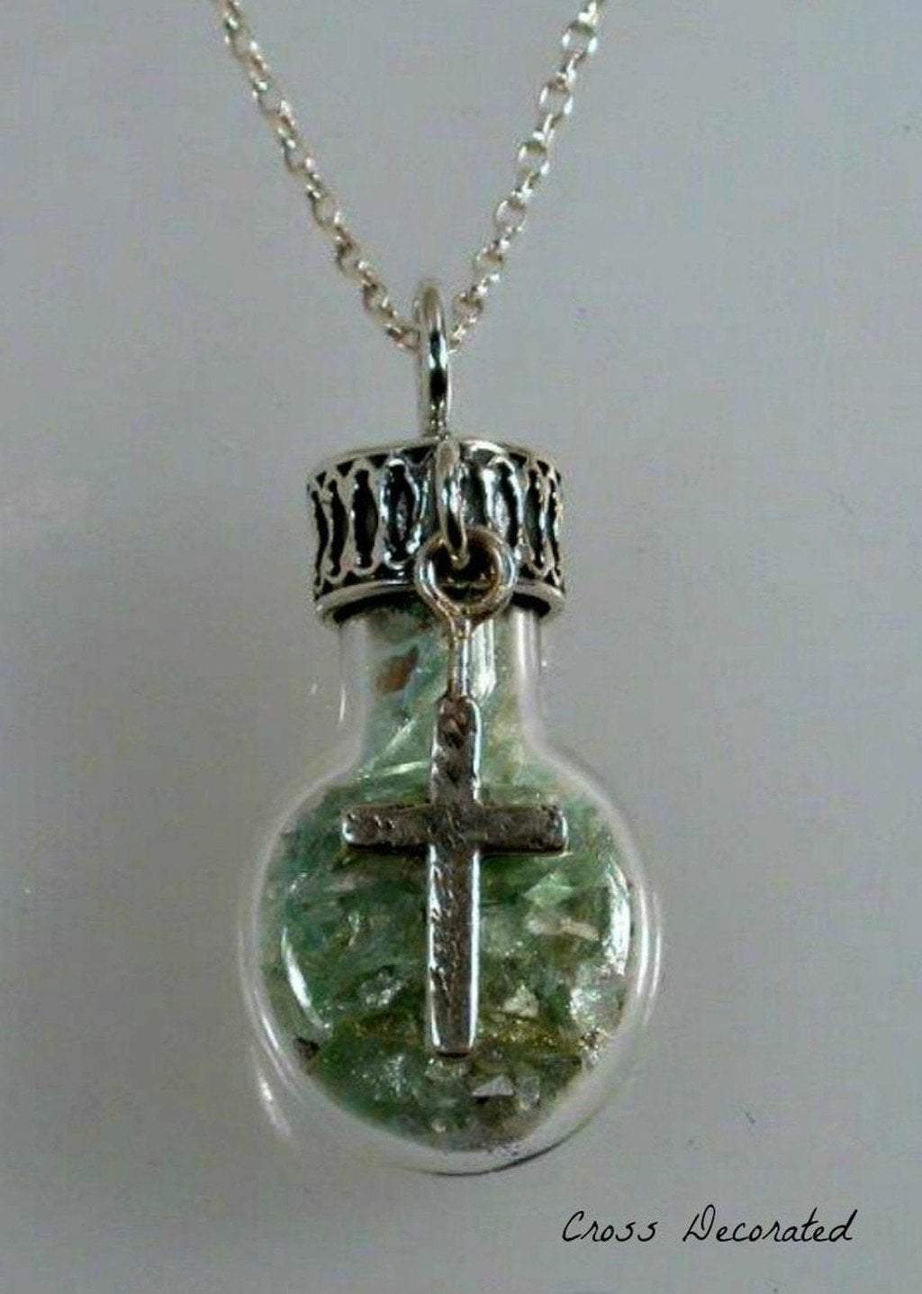 Roman Glass Necklaces Sterling Silver Roman Glass in a Bottle Necklace - Bluenoemi