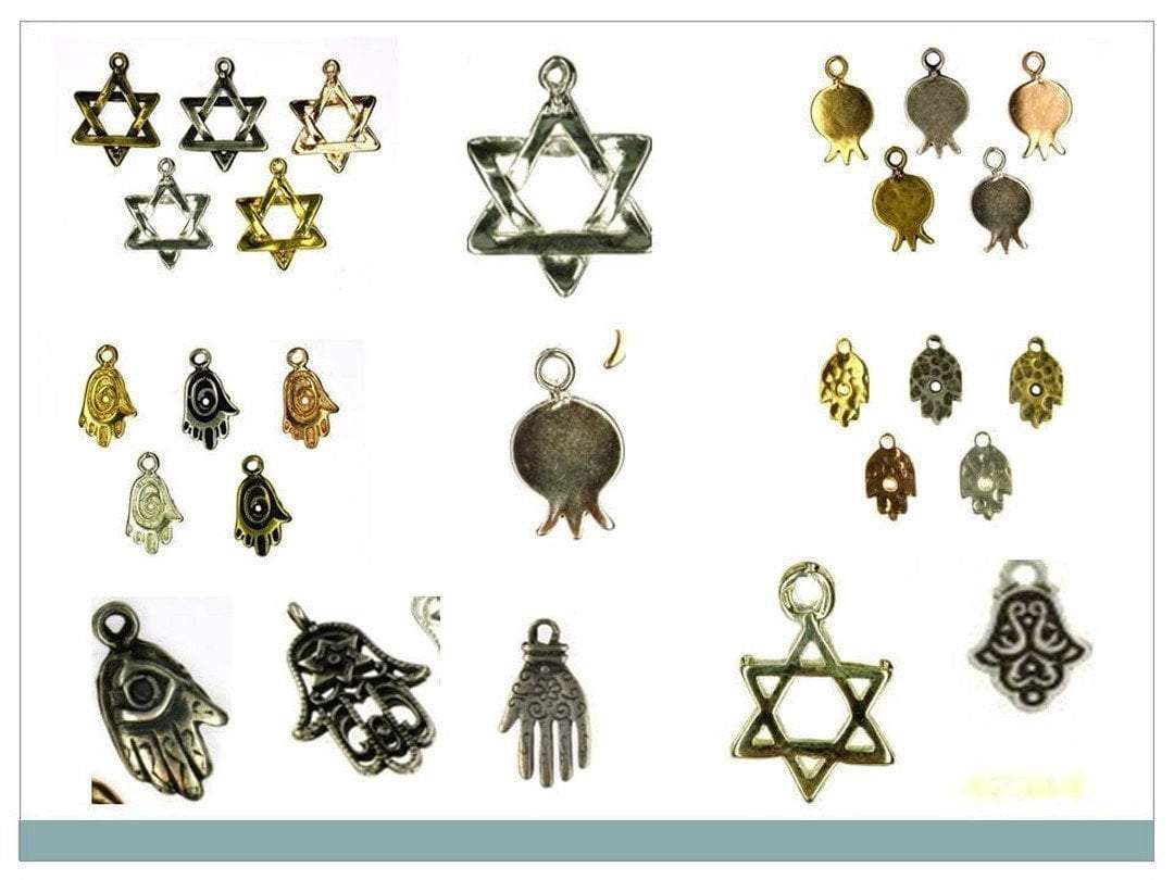 Bluenoemi Jewelry Pendants silver Lot 10 Israeli star of David  charms for making jewelry antique silver plated.