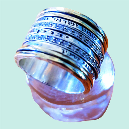 Bluenoemi Israeli spinner rings | Rings for Woman | Bluenoemi israeli jewelry | Personalized Meditation Ring with Blessings / Quotes - Bluenoemi