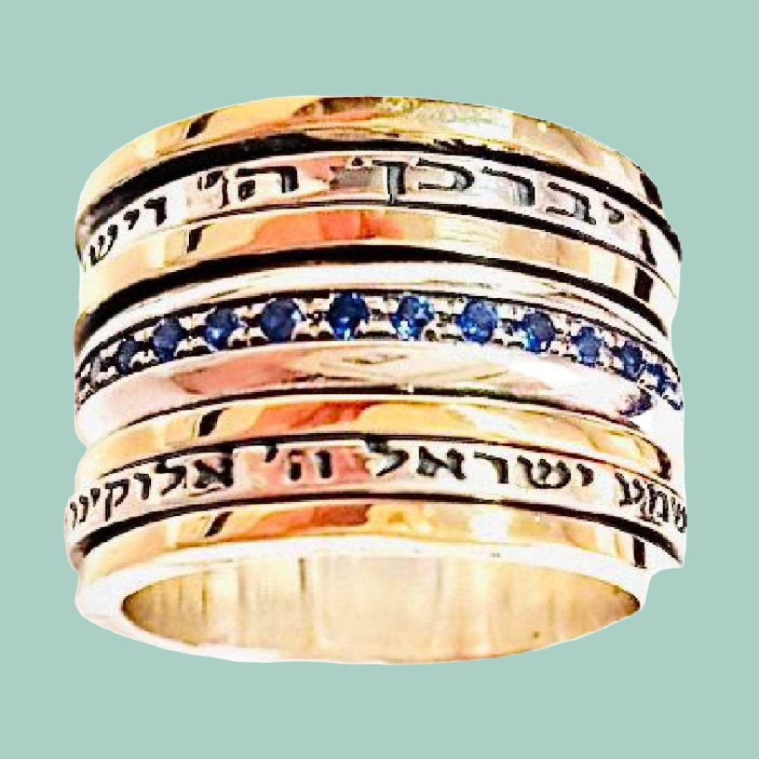 Spinner Ring for Woman Inspirational Blessing Prayer & Poesie silver and gold ring - Bluenoemi